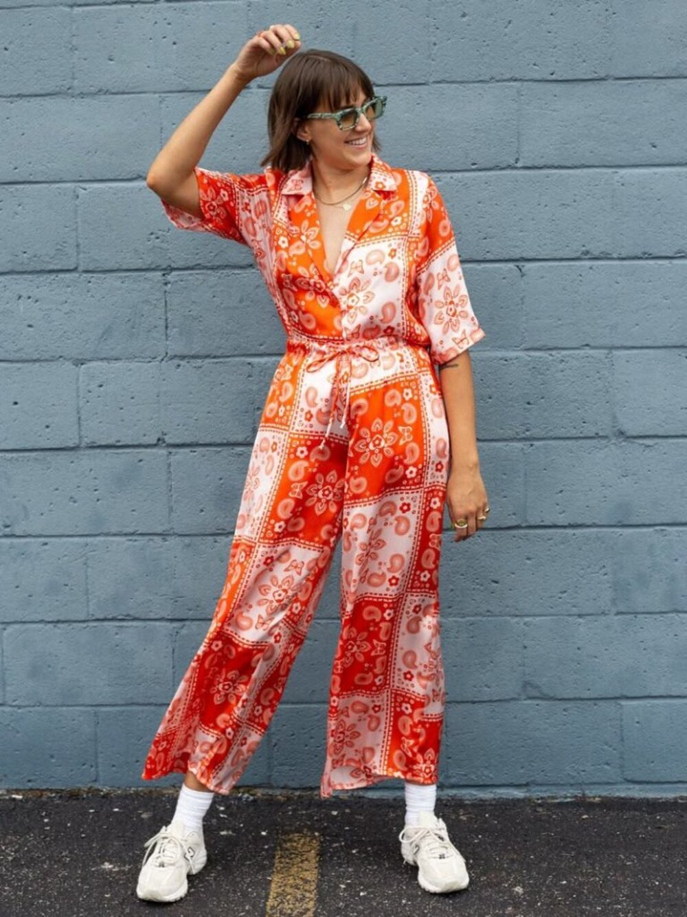 Lisa Says Gah Alyssa Lounge Set Bandana Print Red Satin S